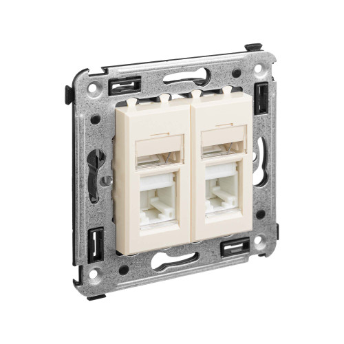 Компьютерная розетка RJ-45 в стену, кат.6 двойная, Avanti, ванильная дымка Компьютерная розетка RJ-45 в стену, кат.6 двойная, Avanti, ванильная дымка