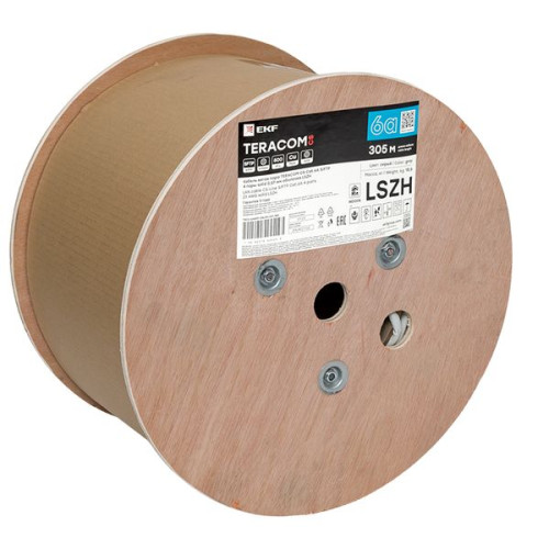 Витая пара TERACOM CS Cat.6A S/FTP 4 п. solid 0,57мм LSZH нг(А)-HF сер. (305м) Витая пара TERACOM CS Cat.6A S/FTP 4 п. solid 0,57мм LSZH нг(А)-HF сер. (305м)