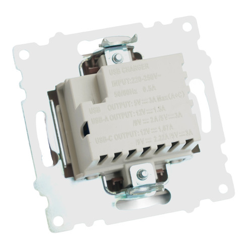 Розетка 2-местная USB + type C, STEKKER GLS10-7116-04, 250В, 3А, max 20W,серия Катрин, шоколад Розетка 2-местная USB + type C, STEKKER GLS10-7116-04, 250В, 3А, max 20W,серия Катрин, шоколад