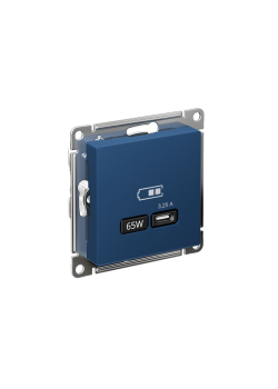 ATLASDESIGN USB РОЗЕТКА тип-C 65Вт высокоскор.заряд. QC, PD, механизм, АКВАМАРИН