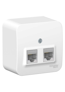 BLANCA О/У РОЗЕТКА двойная компьютерная RJ45, кат.5E, ИЗОЛ.ПЛ., БЕЛЫЙ