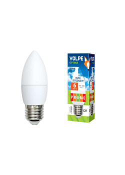 Лампа светодиодная LED-C37-6W/NW/E14/FR/O 6Вт свеча 4500К бел. E14 450лм 175-250В Volpe 10213