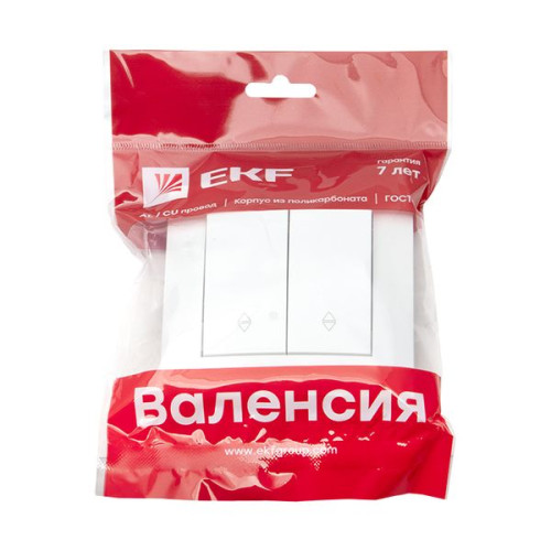 Валенсия выключатель 2-кл. 10А белый проходной EKF Валенсия выключатель 2-кл. 10А белый проходной EKF