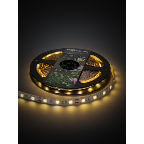 Лента светодиодная SMD5050-60 LED/м-IP20-12 В-14,4 Вт/м-3000 К (5 м) блистер TDM Лента светодиодная SMD5050-60 LED/м-IP20-12 В-14,4 Вт/м-3000 К (5 м) блистер TDM