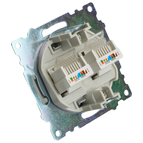 Розетка компьютерная 2-местная RJ-45 (механизм) STEKKER GLS00-7109-03 , серия Катрин, серебро Розетка компьютерная 2-местная RJ-45 (механизм) STEKKER GLS00-7109-03 , серия Катрин, серебро