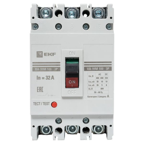 ВА-99М 100/32А 3P 10In 35кА с термомагнитным расцепителем EKF ВА-99М 100/32А 3P 10In 35кА с термомагнитным расцепителем EKF