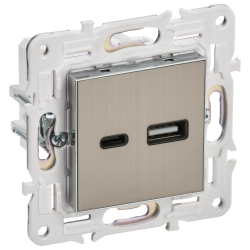 SKANDY Розетка USB A+C 3,1А SK-R14N металл никель IEK