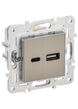 SKANDY Розетка USB A+C 3,1А SK-R14N металл никель IEK