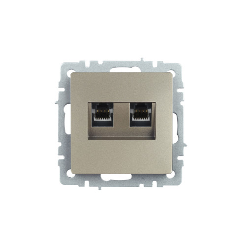 BRITE Розетка компьютерная двойная RJ45 кат.5E РК10-2-БрШ шампань IEK