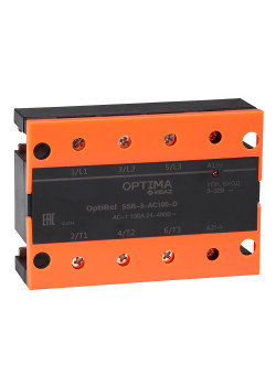 Реле твердотельное OptiRel SSR-3-AC100-D трехфазное 100 А AC, управление DC