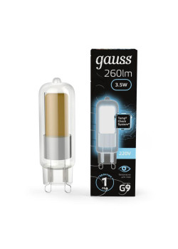Лампа светодиодная Black 3.5Вт капсульная 4100К нейтр. бел. G9 260лм стекло GAUSS 107809203