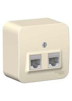 BLANCA О/У РОЗЕТКА двойная компьютерная RJ45, кат.5E, ИЗОЛ.ПЛ., МОЛОЧНЫЙ