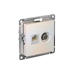 ATLASDESIGN РОЗЕТКА двойная ТВ + компьютерная RJ45 кат. 5e, механизм, ЖЕМЧУГ