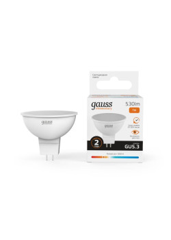 Лампа светодиодная Elementary 7Вт MR16 софит 3000К тепл. бел. GU5.3 530лм GAUSS 13517
