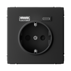 ARTGALLERY РОЗЕТКА 16А с 2 USB A+C, 5В/2,4А/3,0А, 2х5В/1,5А, механизм, КАРБОН