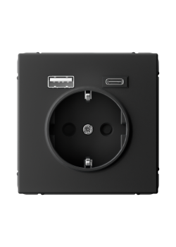 ARTGALLERY РОЗЕТКА 16А с 2 USB A+C, 5В/2,4А/3,0А, 2х5В/1,5А, механизм, КАРБОН