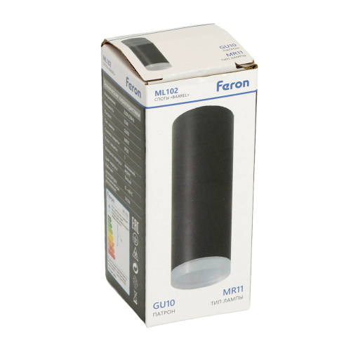 Светильник потолочный Feron ML102 Barrel MR11 GU10 35W 230V, черный Светильник потолочный Feron ML102 Barrel MR11 GU10 35W 230V, черный