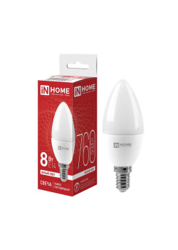Лампа светодиодная LED-СВЕЧА-VC 8Вт свеча 4000К нейтр. бел. E14 760лм 230В IN HOME 4690612020433
