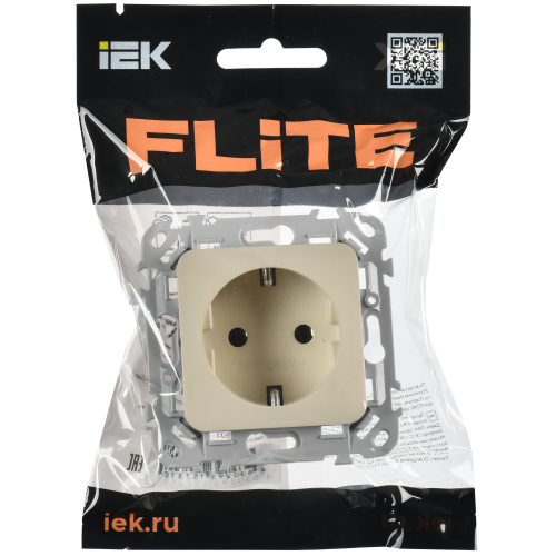FLITE Розетка с заземлением без защитных шторок безвинтовое крепление 16А РС11-1-ФлСл сливочный IEK FLITE Розетка с заземлением без защитных шторок безвинтовое крепление 16А РС11-1-ФлСл сливочный IEK