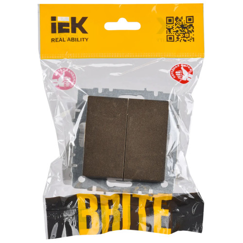 BRITE Выключатель 2-клавишный проходной 10А ВС10-2-6-БрТБ темная бронза IEK