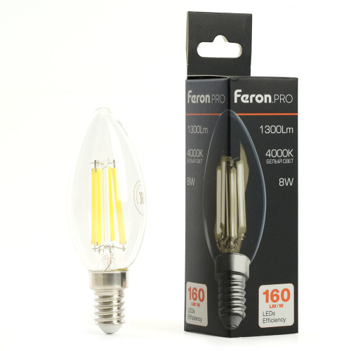 Лампа светодиодная Feron.PRO LB-1208 Свеча E14 1300LM 8W 175-265V 4000K Лампа светодиодная Feron.PRO LB-1208 Свеча E14 1300LM 8W 175-265V 4000K