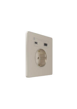 Systeme Infinity, Розетка С/У с ЗК и зар.устр.USB А+С 20Вт (250В, 16А, защит.шторки), Песчаный берег