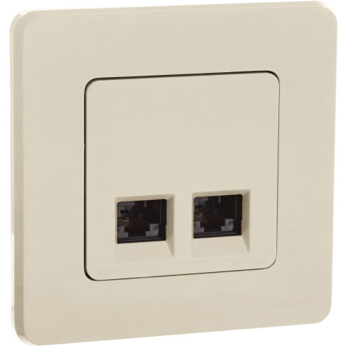 Розетка компьютерная двойная/ Розетка компьютерная двойная RJ-45 категория 6 UTP слоновая кость INSPIRIA Розетка компьютерная двойная/ Розетка компьютерная двойная RJ-45 категория 6 UTP слоновая кость INSPIRIA