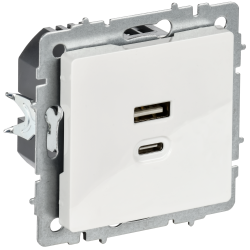 BRITE Розетка USB A+C 45Вт высокоскоростная зарядка РЮ11-2-БрБ белый IEK