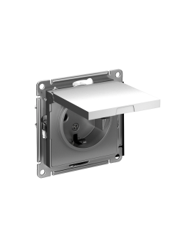 ATLASDESIGN РОЗЕТКА с заземлением со шторками с крышкой, 16А, IP20, механизм, СТАЛЬ