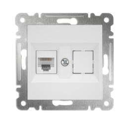 Розетка компьютерная 2-м СП Karea 16А IP20 RJ45 кат.5 механизм бел. Makel 57001035
