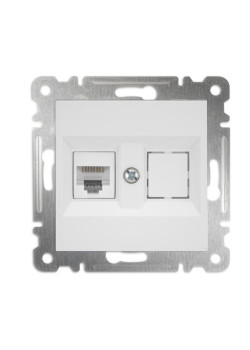 Розетка компьютерная 2-м СП Karea 16А IP20 RJ45 кат.5 механизм бел. Makel 57001035
