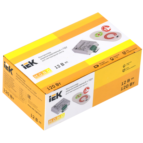 Контроллер с ПДУ радио MONO 1 канал 12В 10А 120Вт белый IEK Контроллер с ПДУ радио MONO 1 канал 12В 10А 120Вт белый IEK