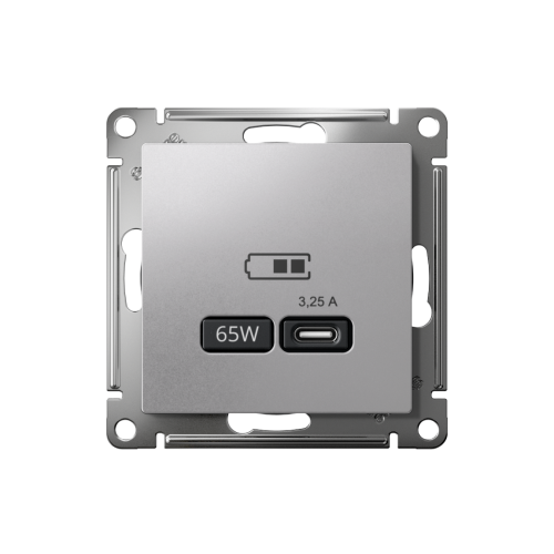ATLASDESIGN USB РОЗЕТКА тип-С 65Вт высокоскор.заряд. QC, PD, механизм, АЛЮМИНИЙ