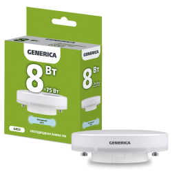 Лампа светодиодная T80 таблетка 8Вт 230В 6500К GX53 GENERICA