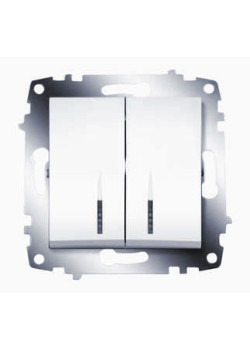 Выключатель 2-кл. 1мод. СП Cosmo 10А IP20 с подсветкой механизм бел. ABB 619-010200-203