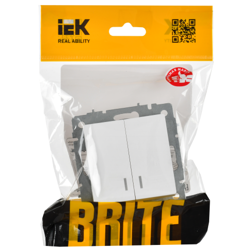 BRITE Выключатель 2-клавишный с индикацией 10А ВС10-2-1-БрАБ арктический белый IEK BRITE Выключатель 2-клавишный с индикацией 10А ВС10-2-1-БрАБ арктический белый IEK