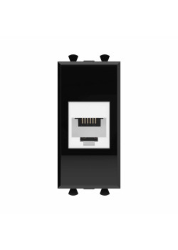 Телефонная розетка RJ-12 без шторки модульная, Avanti, черный квадрат, 1 модуль