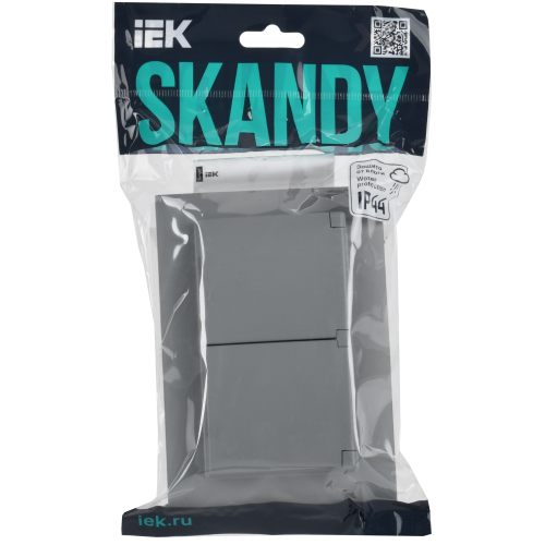 SKANDY Розетка 2-местная и крышкой 16А в сборе IP44 SK-R12Gr серый IEK