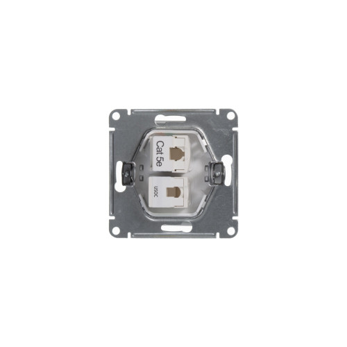 GLOSSA РОЗЕТКА двойная RJ11+RJ45 кат.5e, механизм, БЕЛЫЙ