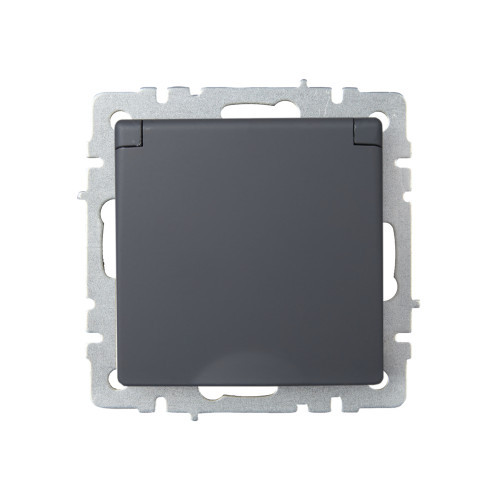 BRITE Розетка 1-местная с заземлением с защитными шторками и крышкой 16А IP20 РСбш10-3-БрГ графит IEK BRITE Розетка 1-местная с заземлением с защитными шторками и крышкой 16А IP20 РСбш10-3-БрГ графит IEK