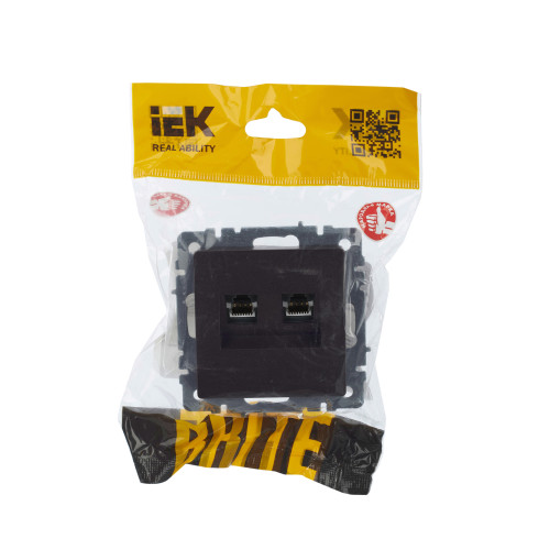 BRITE Розетка компьютерная двойная RJ45 кат.5E РК10-2-БрТБ темная бронза IEK BRITE Розетка компьютерная двойная RJ45 кат.5E РК10-2-БрТБ темная бронза IEK
