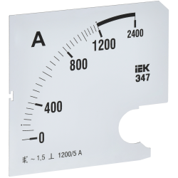 Шкала сменная для амперметра Э47 1200/5А класс точности 1,5 96х96мм IEK