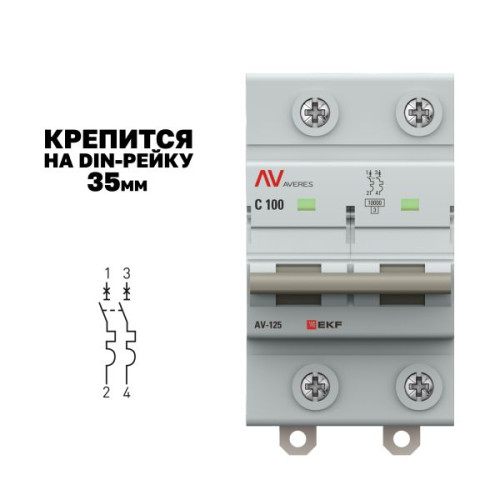 AV-125 2P 100A (C) 10kA EKF AVERES