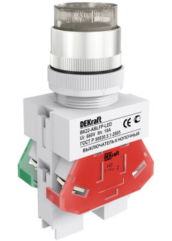 Выкл. кноп. с фикс. ABFP D22 бел. LED 220В ВK-22