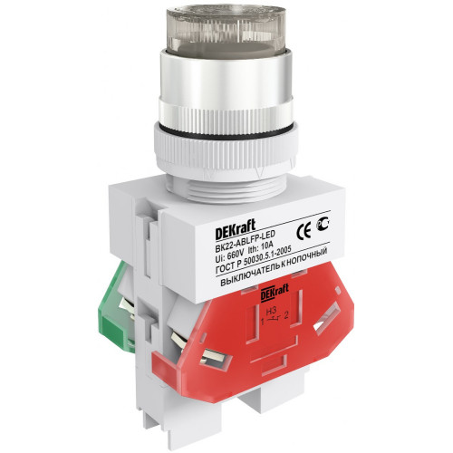 Выкл. кноп. с фикс. ABFP D22 бел. LED 220В ВK-22