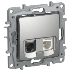 IEKETIKA Розетка двойная RJ11+RJ45 кат.5E UTP 6724521 алюминий IEK