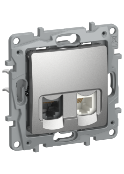 IEKETIKA Розетка двойная RJ11+RJ45 кат.5E UTP 6724521 алюминий IEK