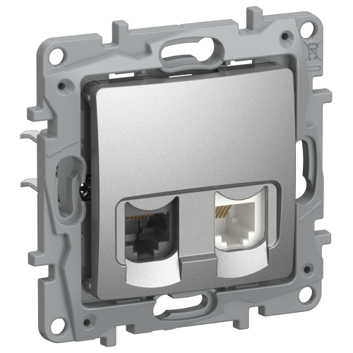 IEKETIKA Розетка двойная RJ11+RJ45 кат.5E UTP 6724521 алюминий IEK