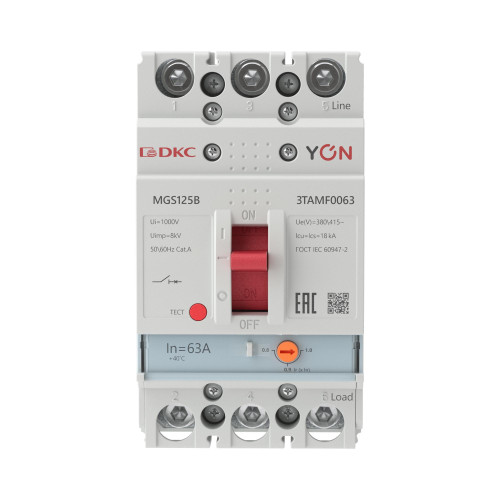 Авт. выкл. YON MGS125 3P 50,4-63A 18kA Авт. выкл. YON MGS125 3P 50,4-63A 18kA
