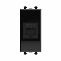 Компьютерная розетка RJ-45 без шторки модульная, кат.6, Avanti, черный квадрат, 1 модуль